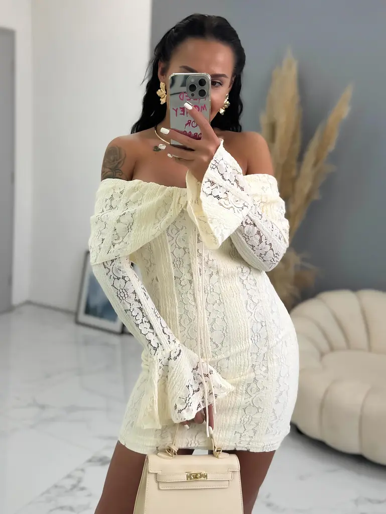 Krémové čipkované šaty MILDRED - next