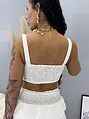 Biely madeira crop-top s vypchávkami JUDITH