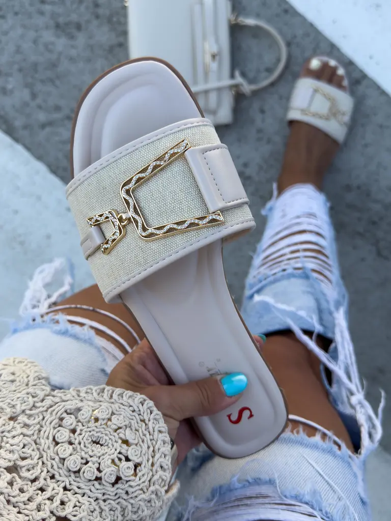 Dámske šľapky so zlatou ozdobou RUBIN- - next