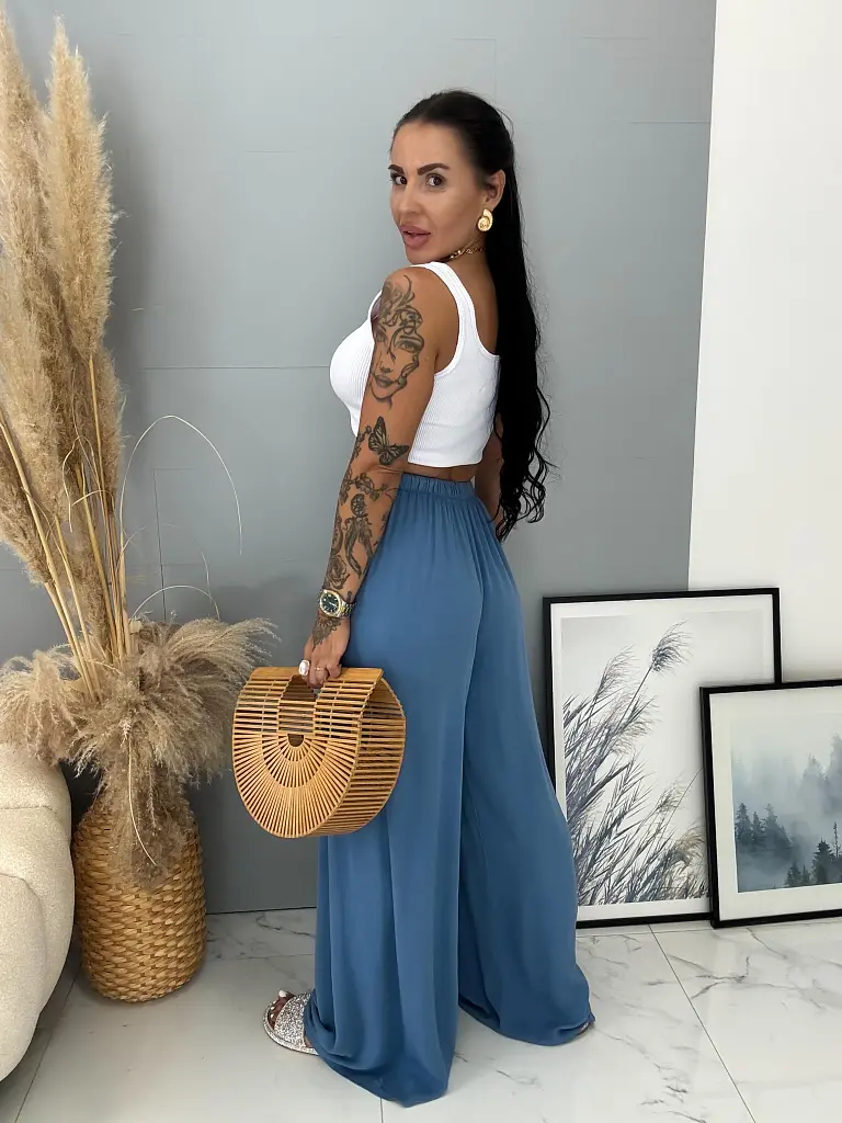 Palazzo nohavice z viskózy s gumeným pásom GRETA - next