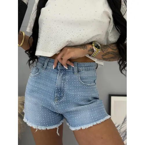 Denim šortky zdobené kamienkami DEBY veľkosť: M
