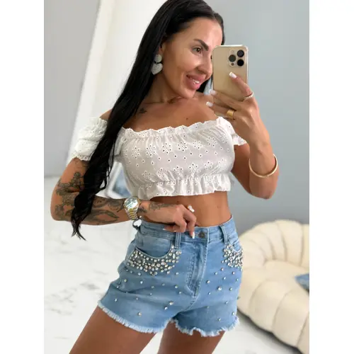 Biely madeira crop-top CESILIE veľkosť: one size