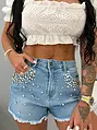 Denim šortky zdobené kamienkami BAILA