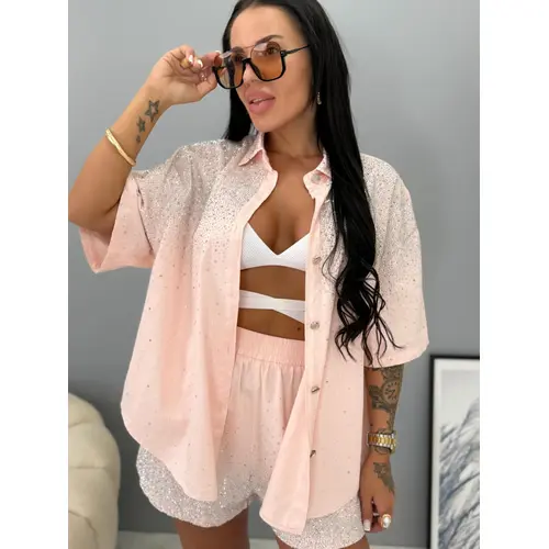 Elegantný denim komplet s kamienkami ERICA veľkosť: one size