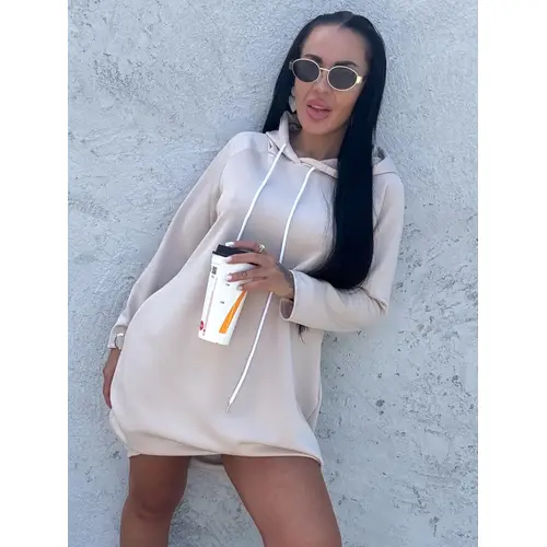 Béžové mikinové šaty IZABELLA veľkosť: one size