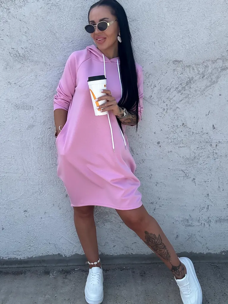 Ružové mikinové šaty IZABELLA