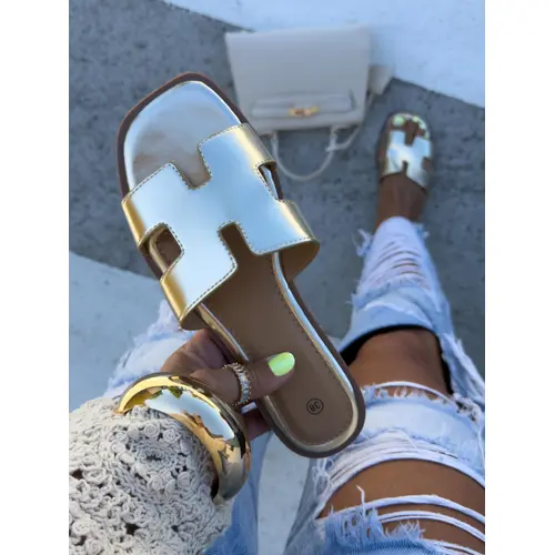 Zlaté dámske šľapky MEREDITH veľkosť: 36