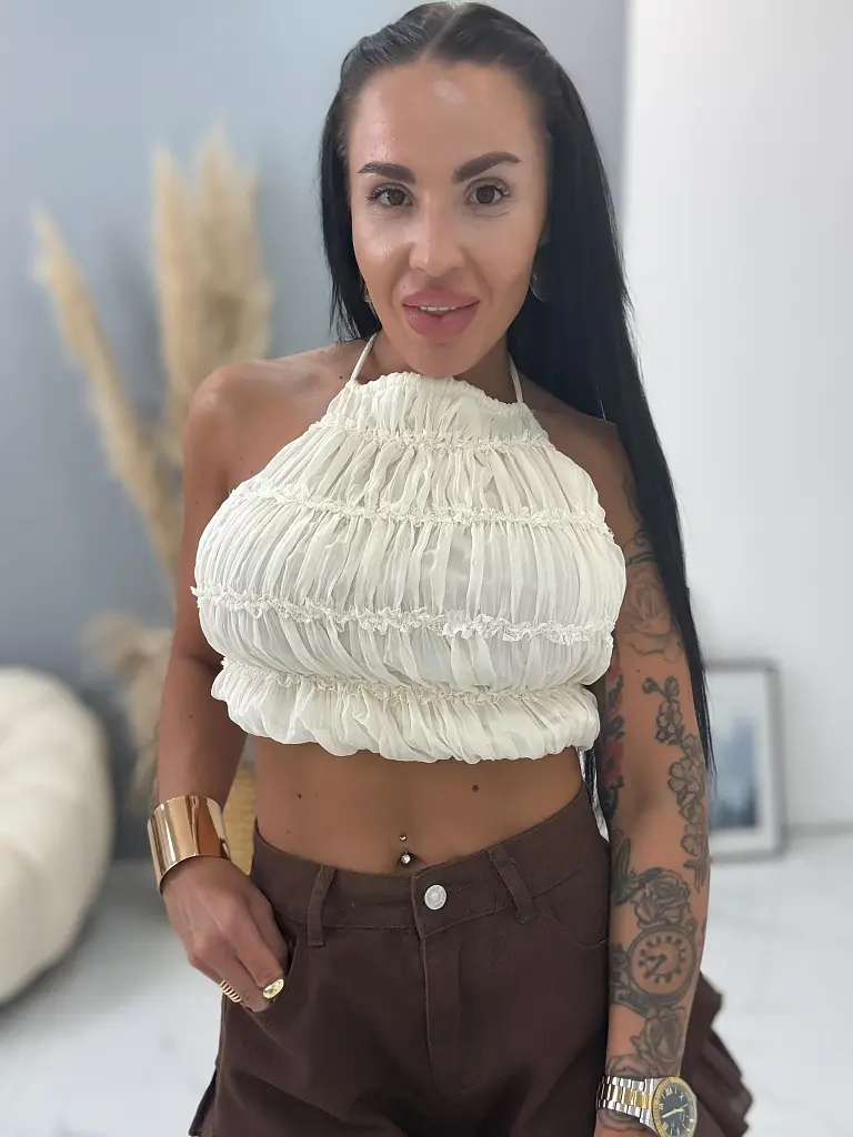 Béžový top s odhaleným chrbtom ONYX - next