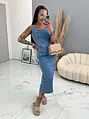 Dlhé denim šaty bez rukávov NESSA