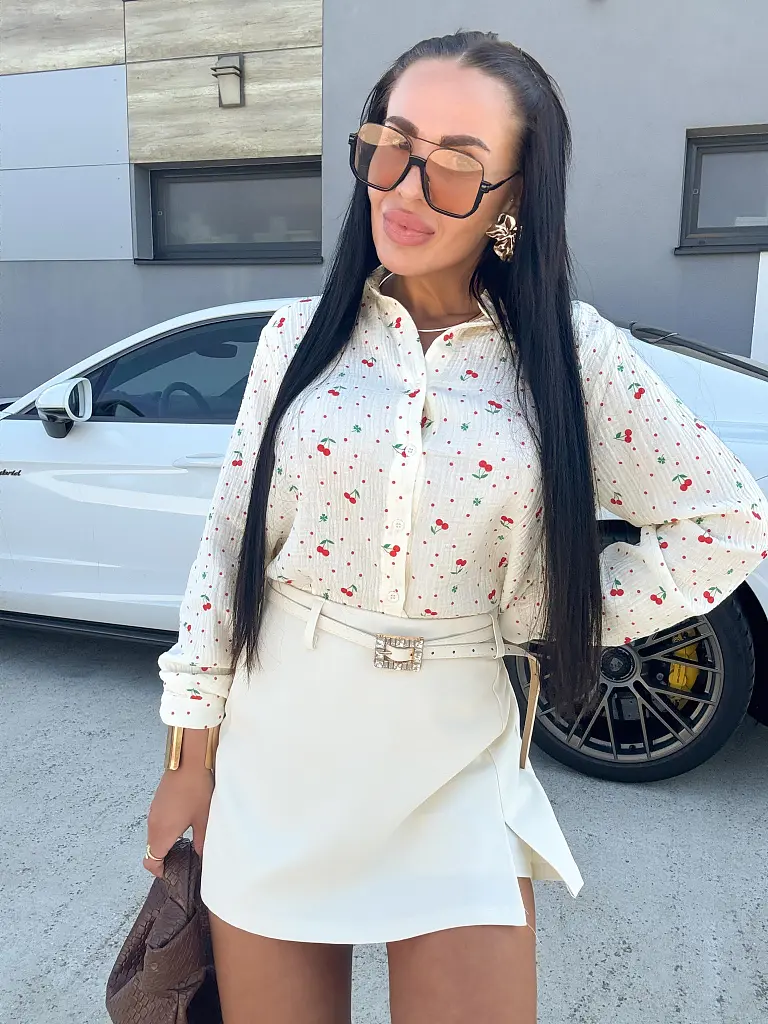 Dámska mušelínová blúzka s čerešničkami SHURI