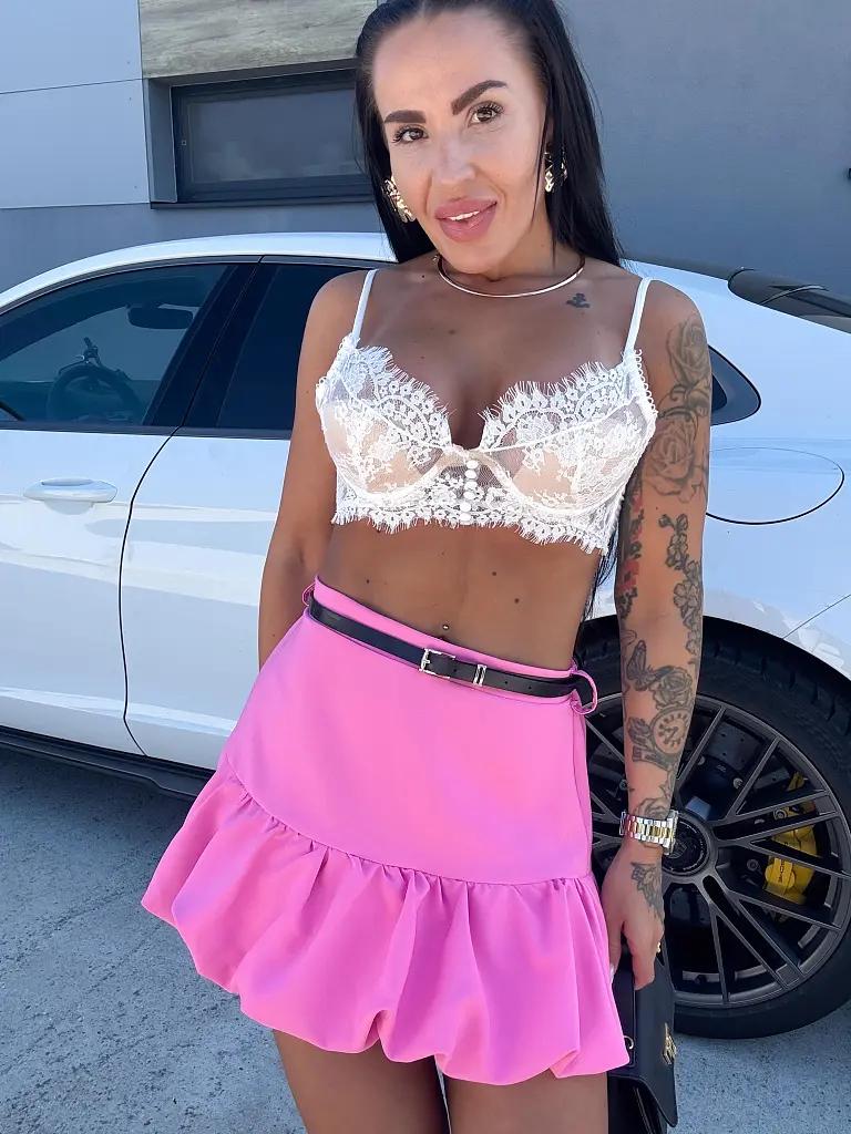 Ružová balónová sukňa s opaskom MAKANA - next