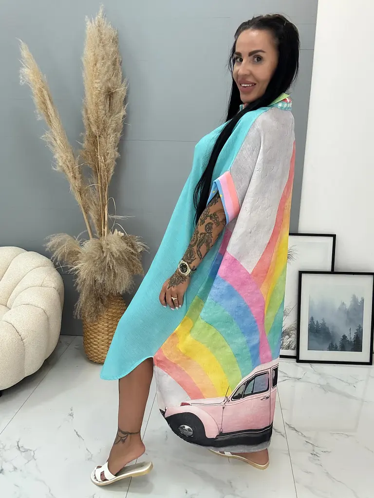 Asymetrická predĺžená ľanová košeľa PARMA - next