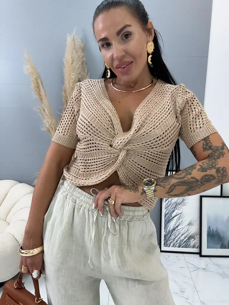 Trblietavý pletený top DETRA