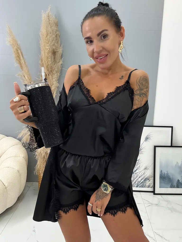 Trojdielne saténové pyžamo ALLEGRA+ - next