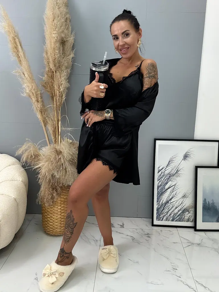 Trojdielne saténové pyžamo ALLEGRA+