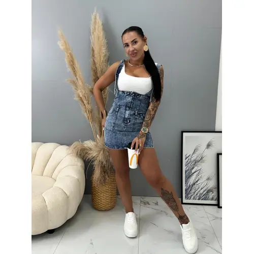Denim sukňa na traky s vysokým pásom BETKA veľkosť: 34/XS