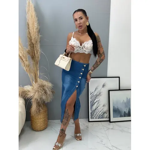 Denim midi sukňa na gombíky LOTUS veľkosť: 36/S