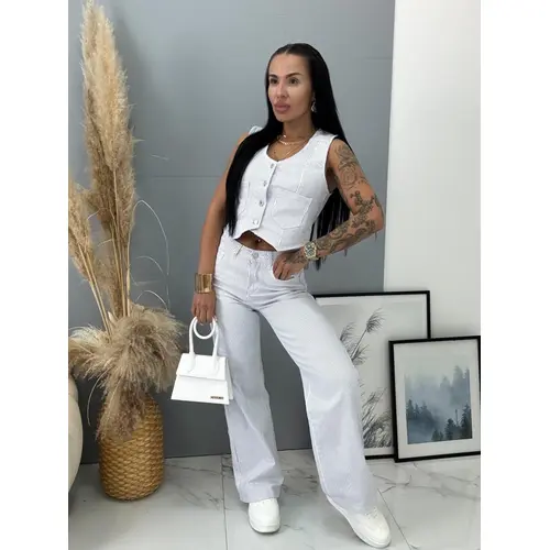 Pásikavé wide-leg rifle s vysokým pásom veľkosť: 34/XS
