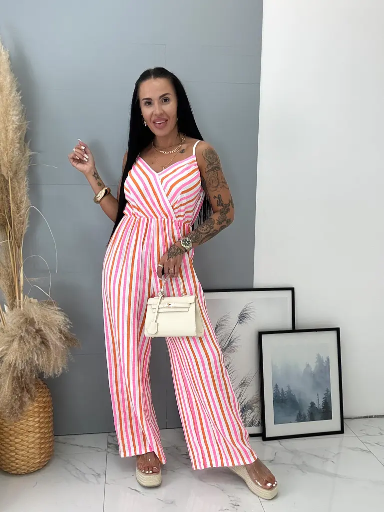 Pásikavý mušelínový overal LORYNA