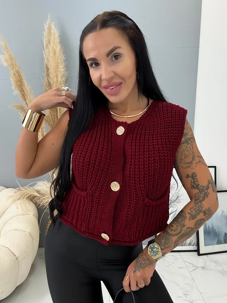 Chunky vesta so zlatými gombíkmi MERINA+
