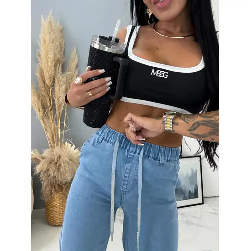 Modré wide-leg rifle s gumeným pásom veľkosť: 34/XS