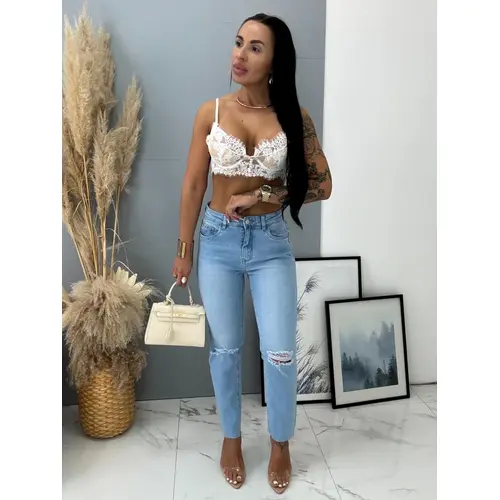 Roztrhané modré mom fit rifle veľkosť: 34/XS