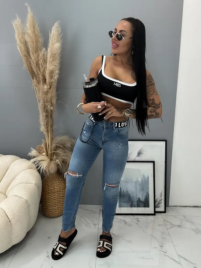 Roztrhané fashion rifle s reťazou+ - next