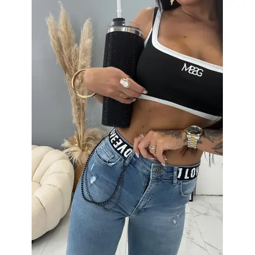 Roztrhané fashion rifle s reťazou+ veľkosť: 36/S