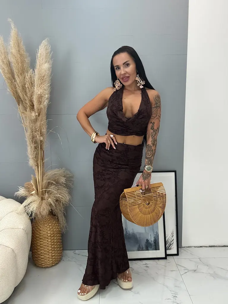 Hnedý dámsky komplet ANTONIA