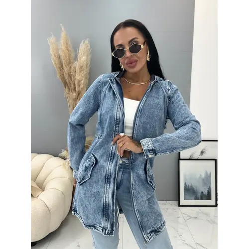 Predĺžený denim kabát s kapucňou ALICIA veľkosť: S