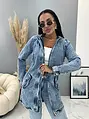 Predĺžený denim kabát s kapucňou ALICIA