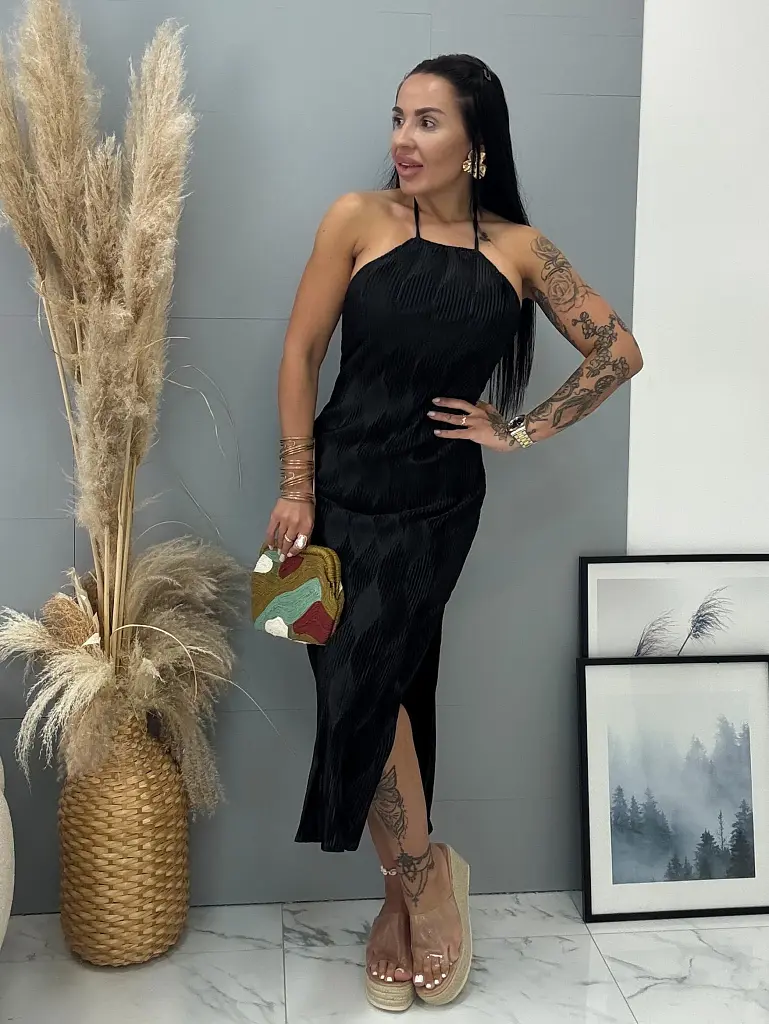 Plisované šaty viazané za krkom CHARLOTTE