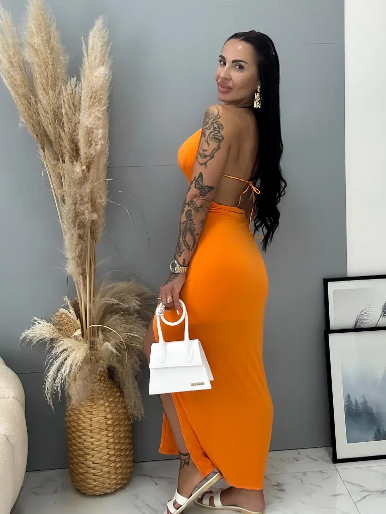 Šaty viazané za krkom s odhaleným chrbtom ALEENA - next