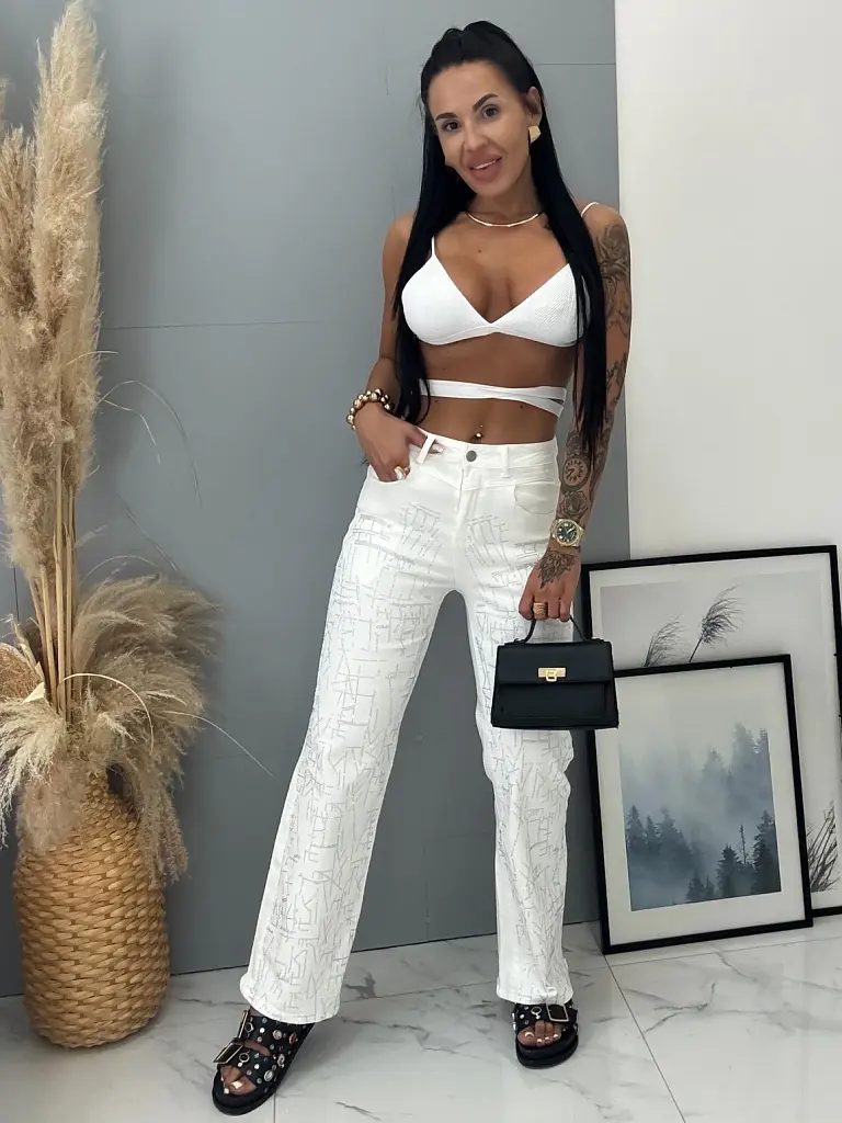 Zvonové rifle zdobené kamienkami+