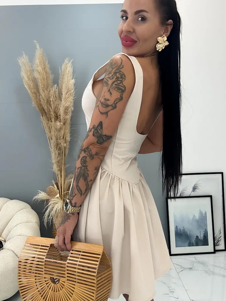 Béžové dámske minišaty STEPHANY