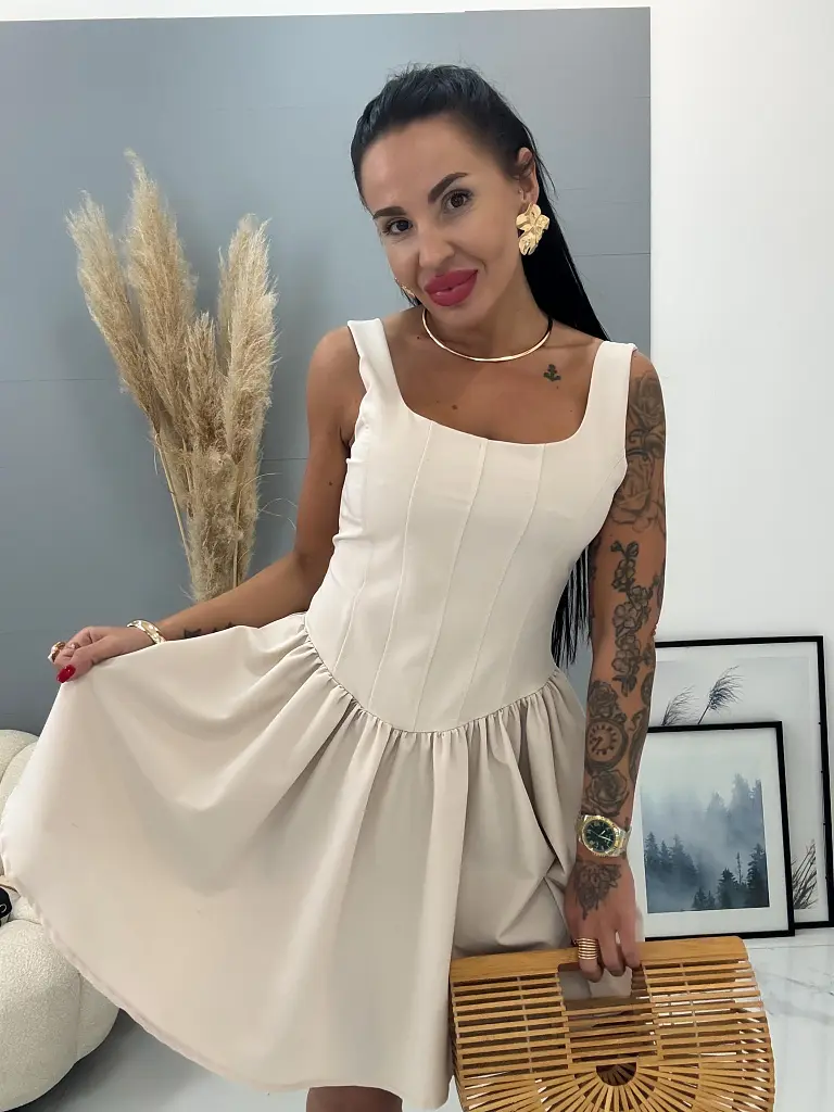 Béžové dámske minišaty STEPHANY - next