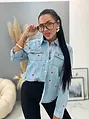 Denim košeľa s vyšívanými srdiečkami MADDIE