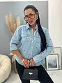 Denim košeľa s vyšívanými srdiečkami MADDIE