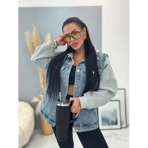 Extravagantná denim vesta/bunda s kapucňou ASPEN veľkosť: one size