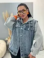 Extravagantná denim vesta/bunda s kapucňou ASPEN