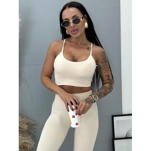 Béžový športový crop-top+ veľkosť: L/XL