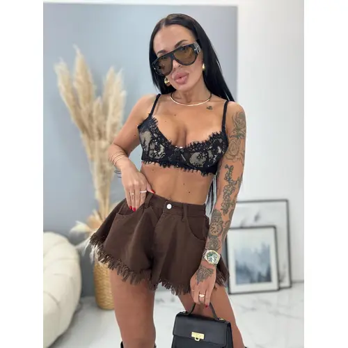 Hnedé denim šortky CYNTHIA veľkosť: L