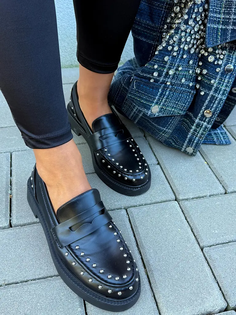 Mokasíny so striebornými ozdobami JENINE-