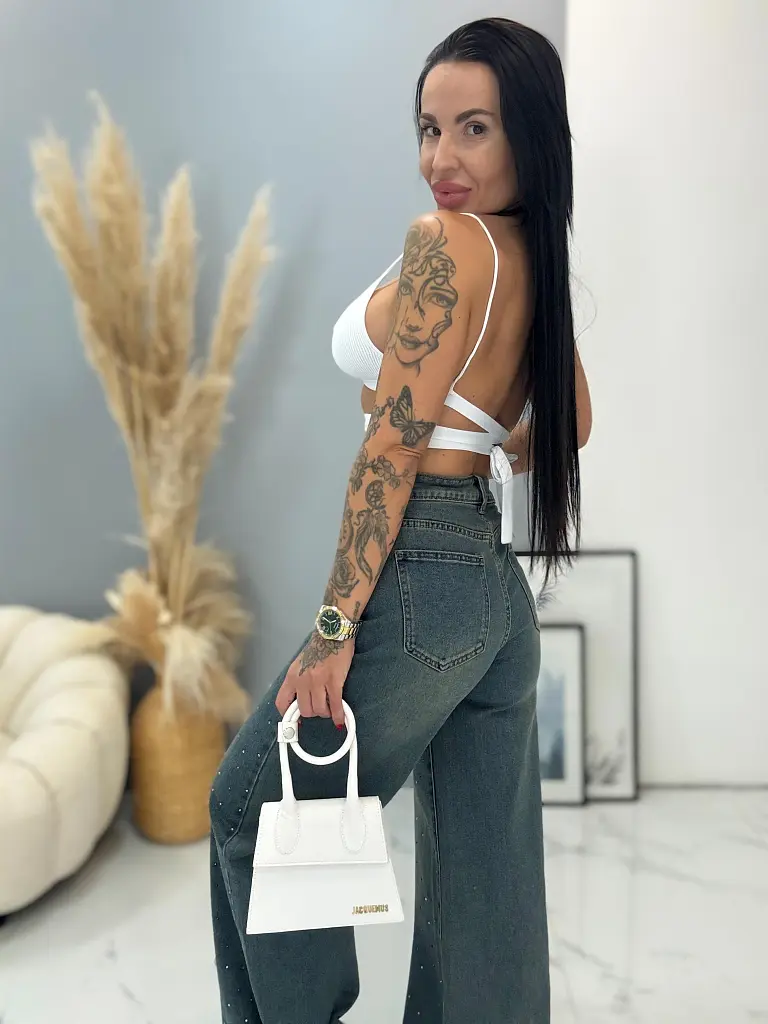 Wide-leg rifle s kamienkami - next