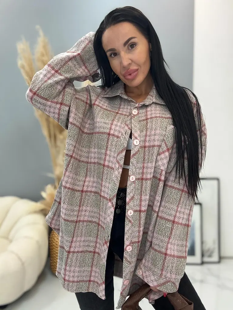 Dlhá kockovaná vrchná košeľa MARGARET+