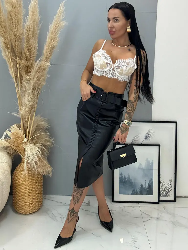 Koženková sukňa s opaskom BELLA - next