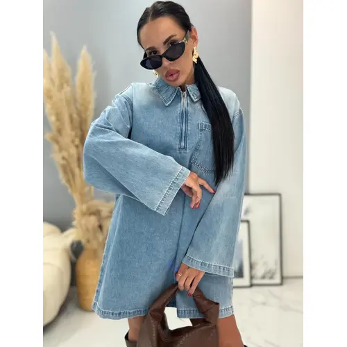 Denim šaty s dlhými rukávmi AMAYA veľkosť: L