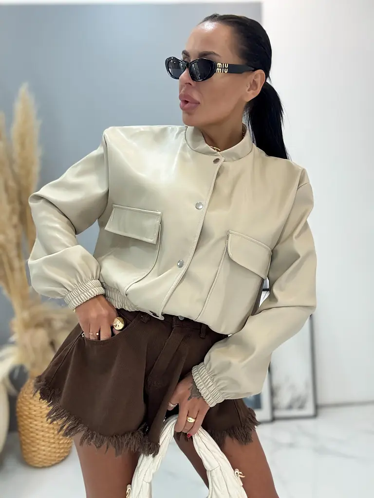 Prechodný koženkový bomber kabát LEYA+