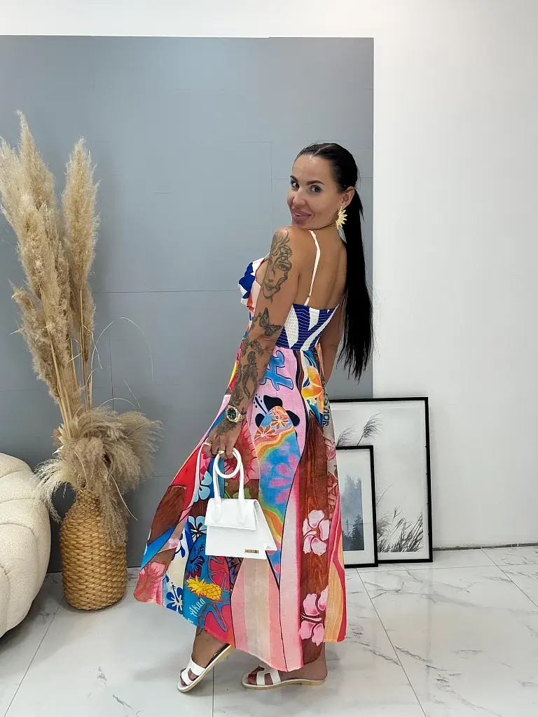 Dlhé vzorované ľanové šaty SUMMER - next