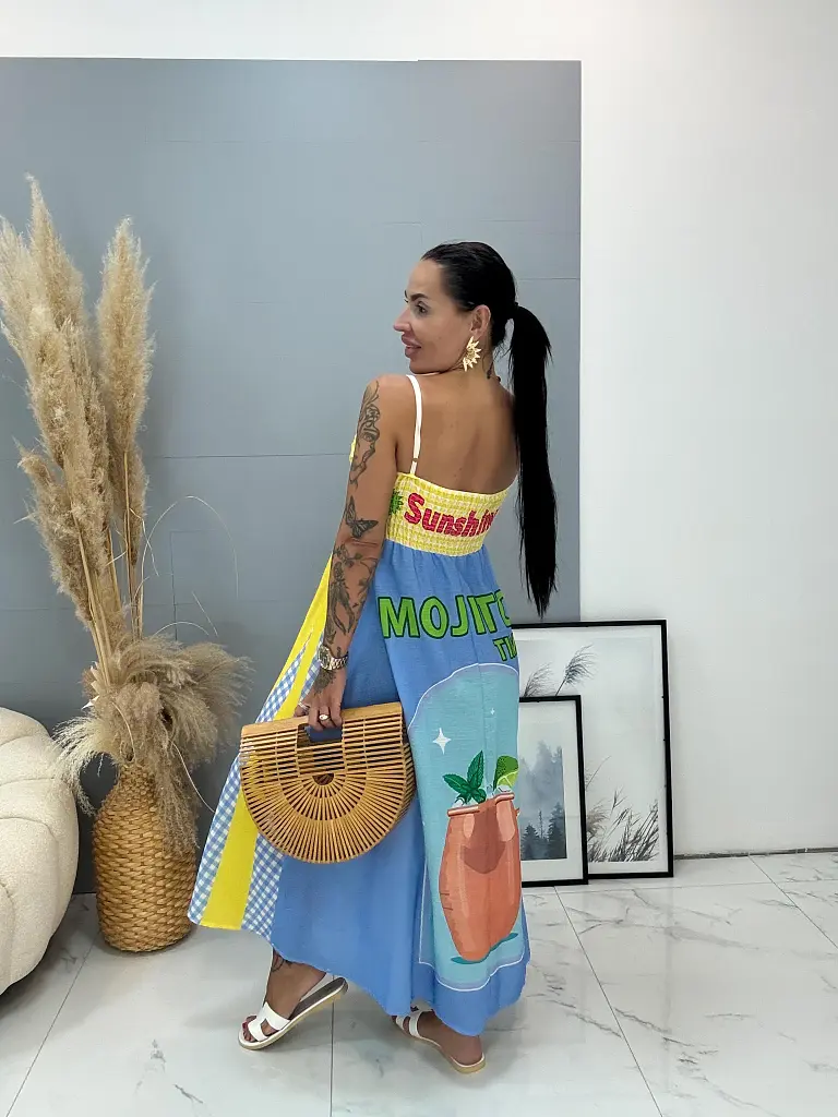 Dlhé vzorované ľanové šaty SUMMER - next